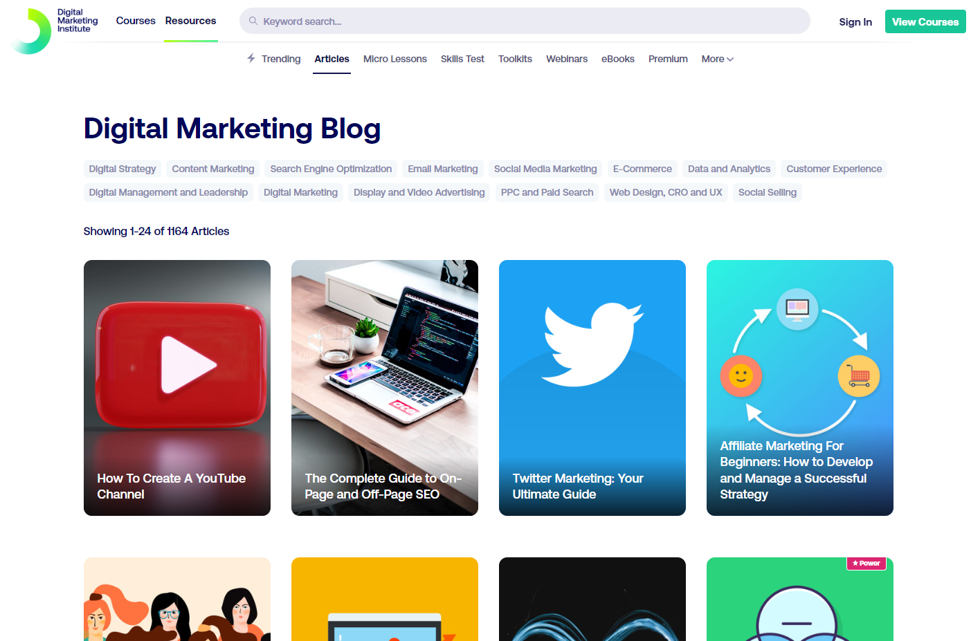 DigitalMarketingInstituteブログのスクリーンショット