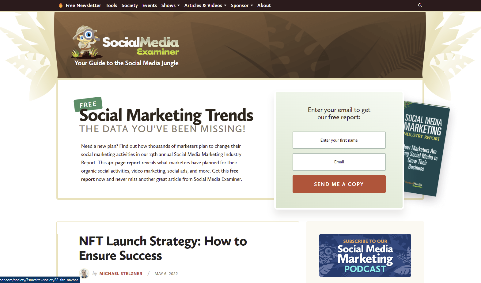 SocialMediaExaminerブログのスクリーンショット