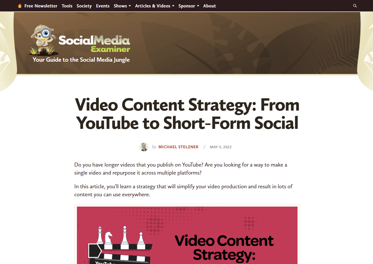 SocialMediaExaminerブログのスクリーンショット