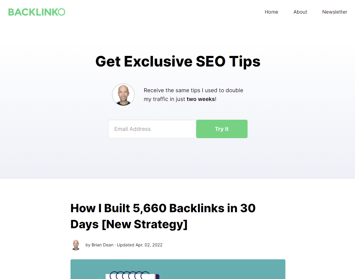 Backlinkoブログのスクリーンショット