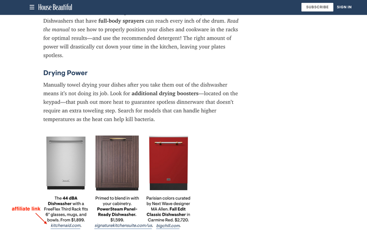 Conținut cu link-uri afiliate