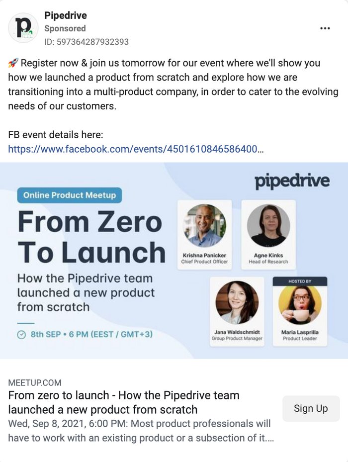 Реклама на Facebook от Pipedrive