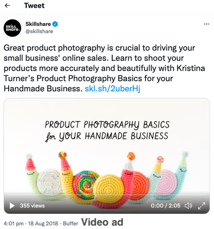 Exemple de publicité vidéo Twitter