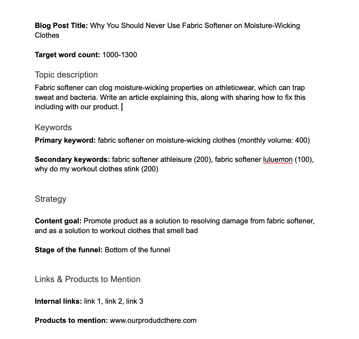 modèle de bref article de blog gratuit pour faciliter le travail avec des rédacteurs indépendants