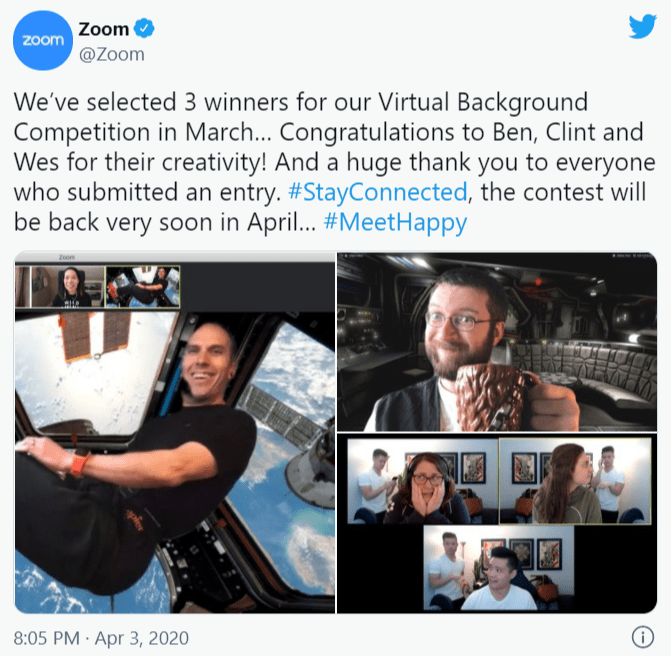 Zoom 为他们的虚拟背景竞赛发布的帖子