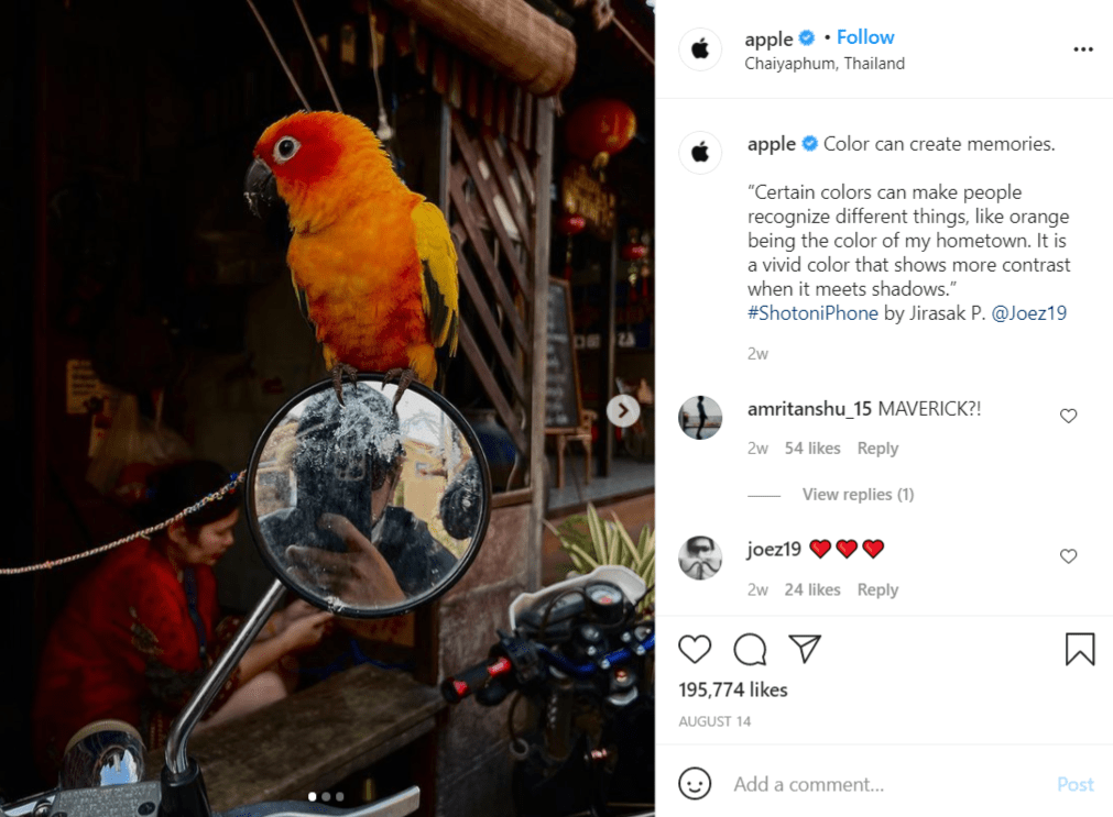 Apple 为#Shotoniphone 活动发布的帖子