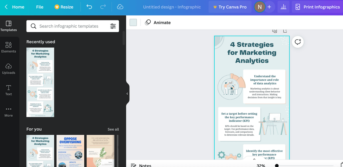 Capture d'écran du tableau de bord Canva pour créer vos propres images