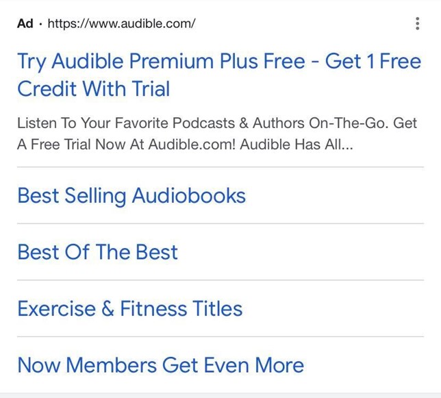 Publicidade Audible do Google Audible Premium Plus