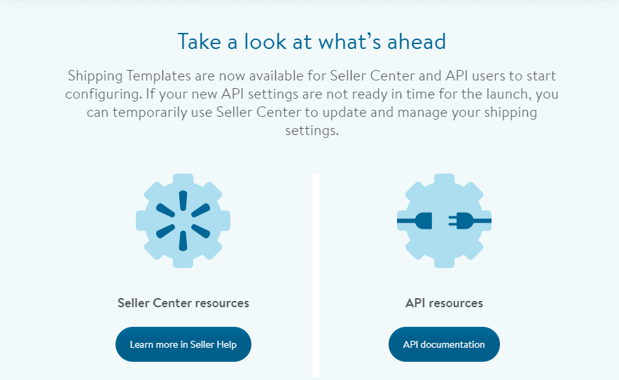 Walmart Marketplace gönderi şablonlarıyla ilgili bilgilerin ekran görüntüsü