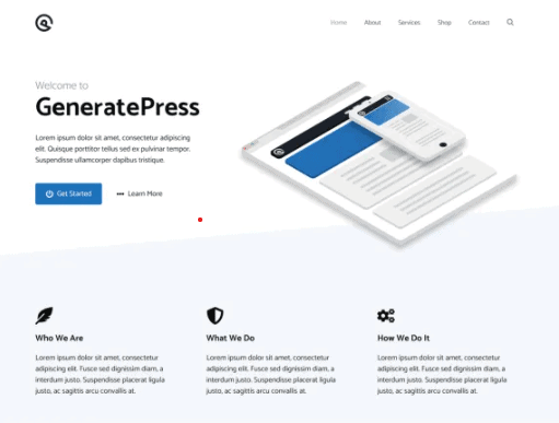 لقطة شاشة لموضوع GeneratePress لبرنامج WordPress