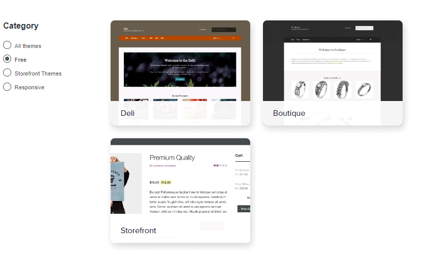 Tangkapan layar tema WooCommerce gratis