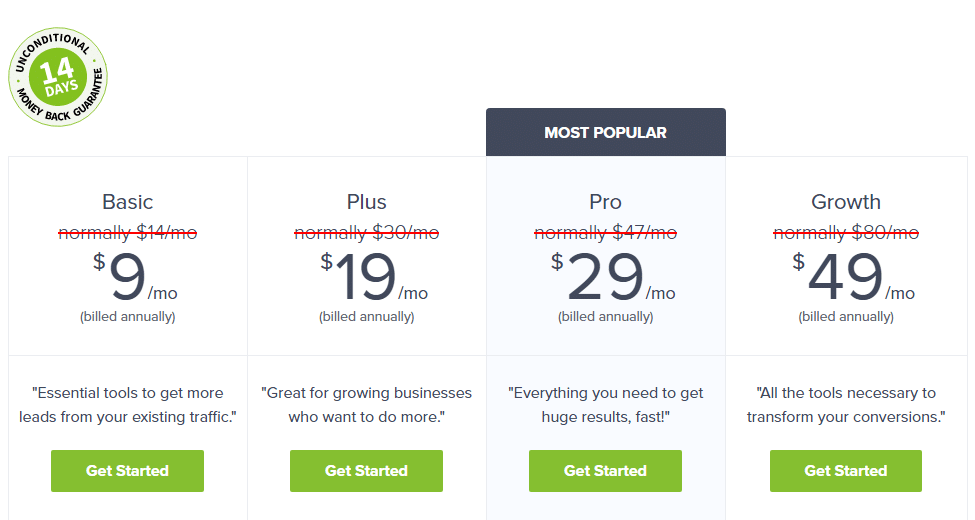 تسعير optin monster