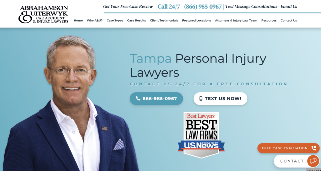 ทนายความอุบัติเหตุทางรถยนต์แทมปา Abraham & Uiterwyk ทนายความอุบัติเหตุทางรถยนต์และการบาดเจ็บ