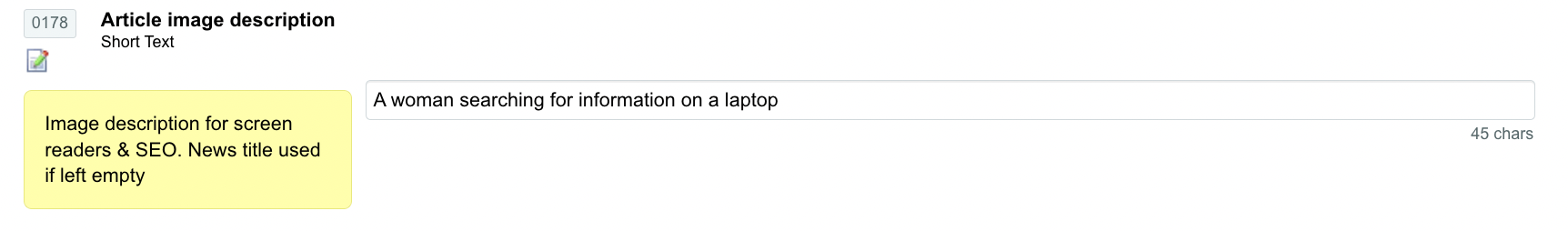 LianaCMSのスクリーンショット：代替テキストを設定する方法