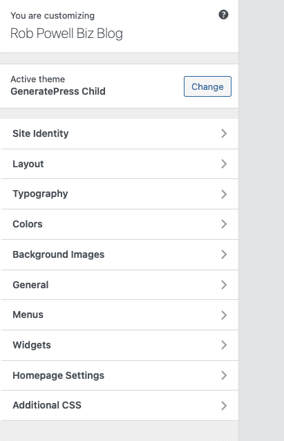 GeneratePress Review - Customizer