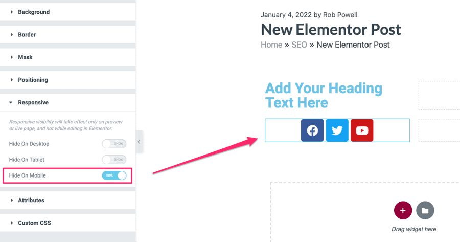 elementor hide on mobile