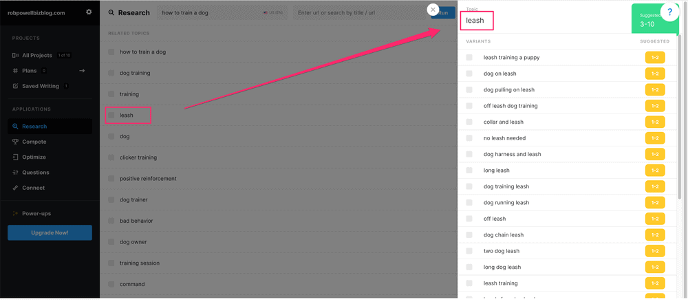 MarketMuse research tool