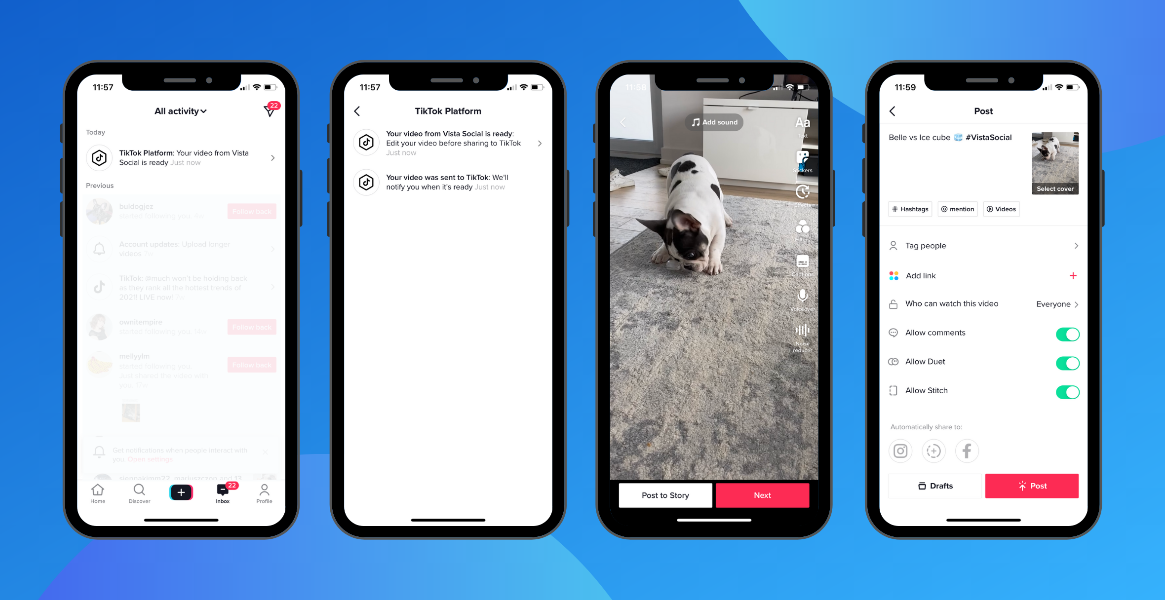Vista Social TikTok 直接發布