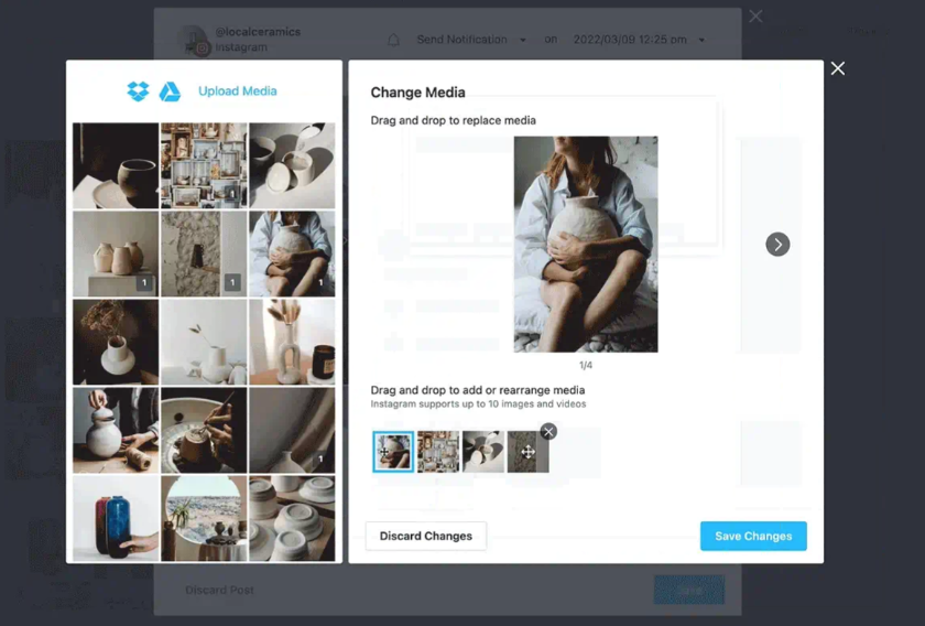 Agendamento de postagem posterior do carrossel