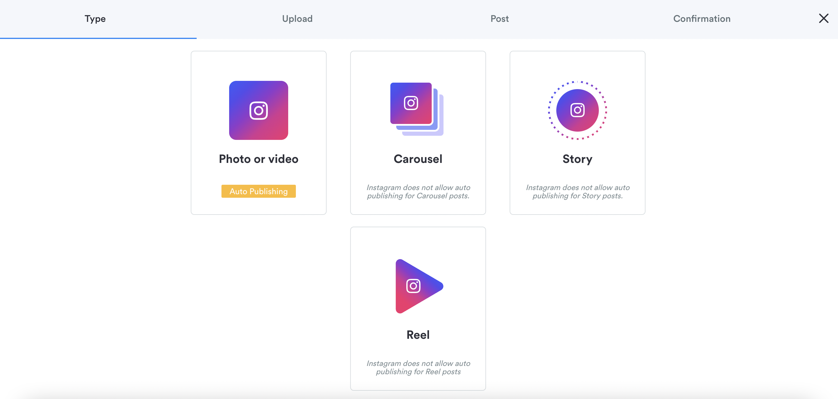 Agendamento de postagem do carrossel de notificação do Iconosquare