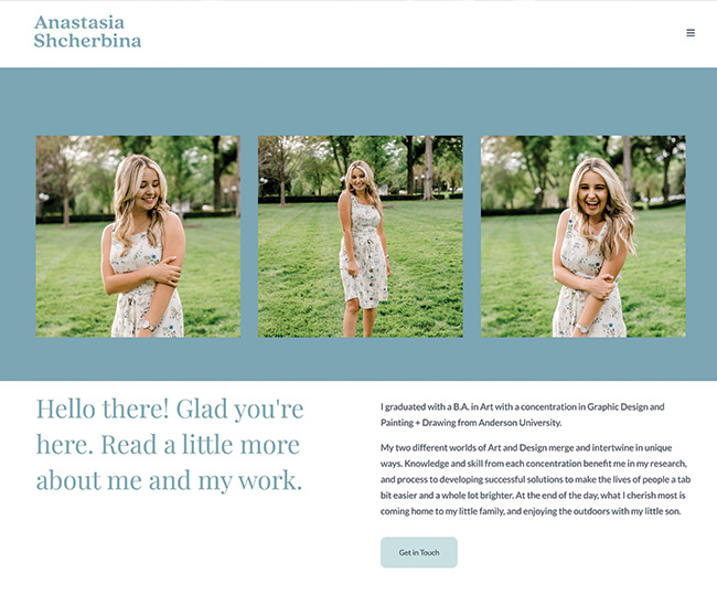 صفحة الفنانة أناستازيا شيربينا عني Artist Anastasia Scherbina About Me Page