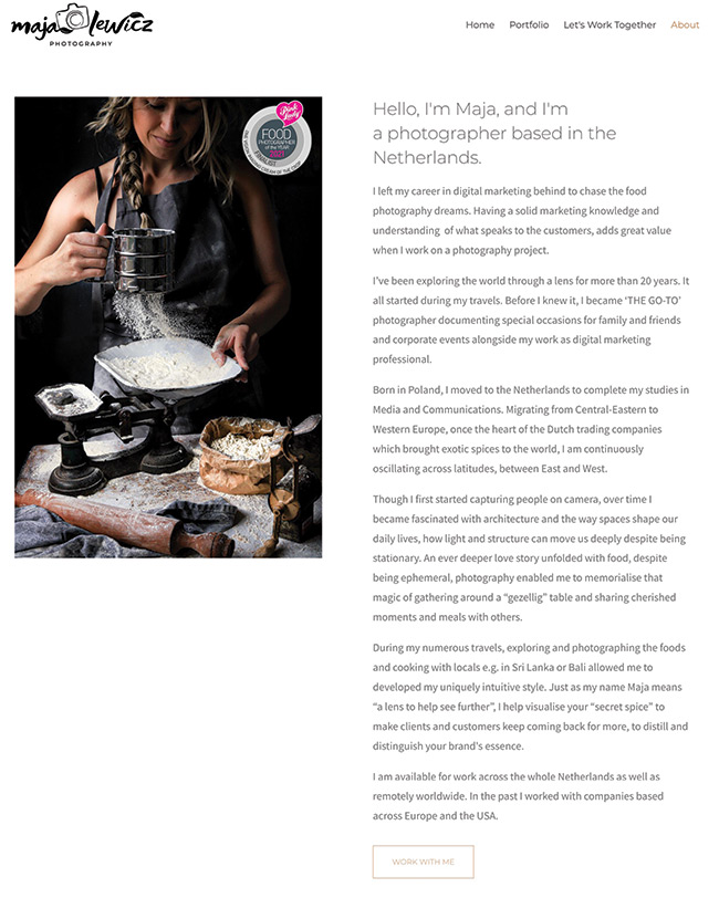 مصورة الطعام البولندية Maja Lewicz نبذة عني الصفحة Polish Food Photographer Maja Lewicz About Me Page