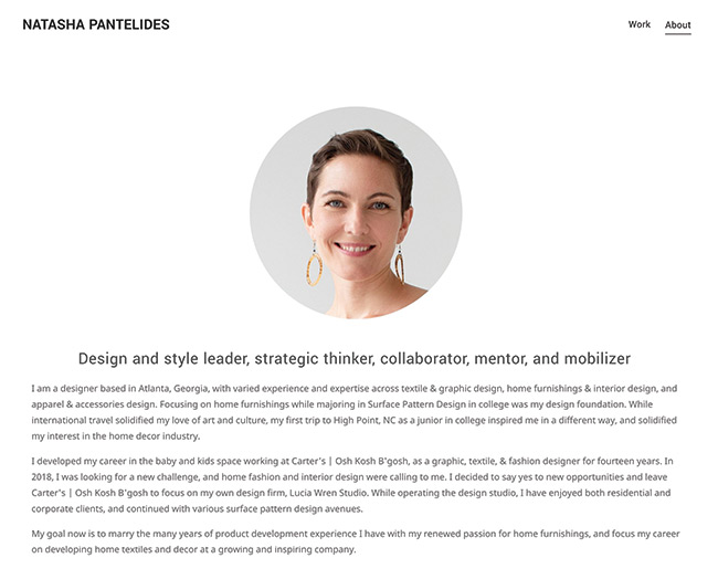 المصممة الداخلية ناتاشا بانتاليدس عني صفحة Interior Designer Natasha Pantalides About Me Page