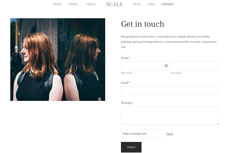 مثال على صفحة الاتصال الإبداعية creative contact page example