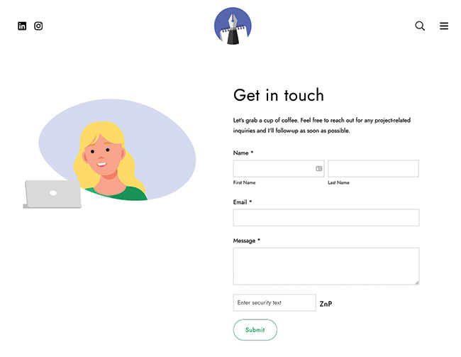 صفحة الاتصال لمصمم الجرافيك ماريا ماكا Graphic Designer Maria Maka Contact page