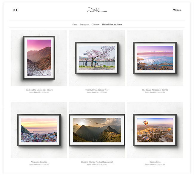 Outil de galerie de magasin de commerce électronique de photographie Photography eCommerce Store Gallery Tool