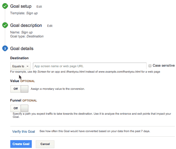 Konfiguracja celu analitycznego Google