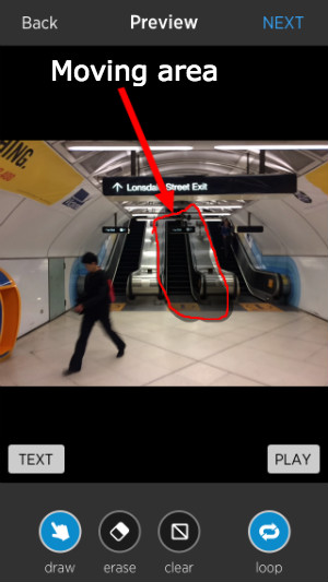 Use o dedo para “desenhar” a área que incluirá o movimento.