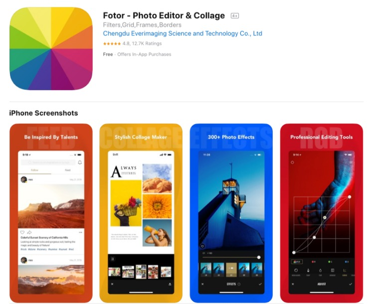 사진 콜라주 메이커 응용 프로그램 Fotor Collage Maker Application
