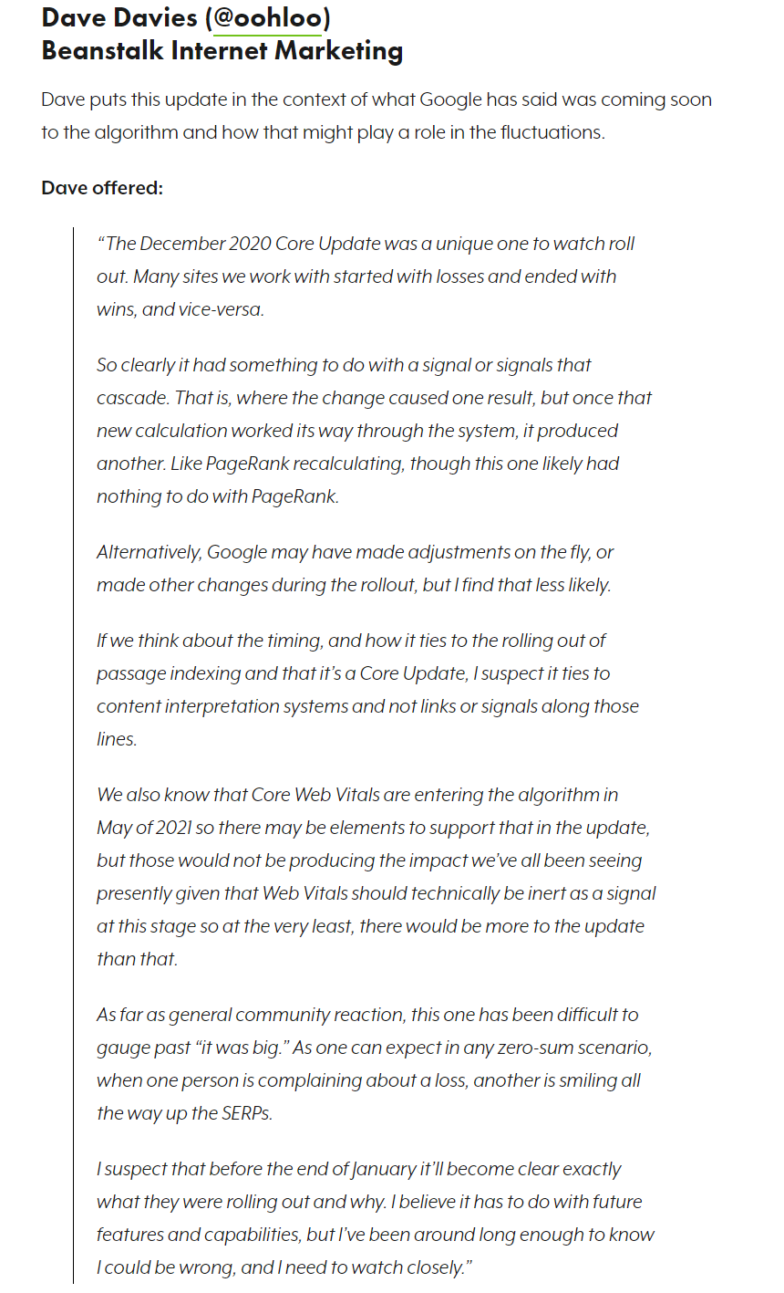 Analiza actualizării de bază Google decembrie 2020: ce să faceți acum? 20 Dave Davies