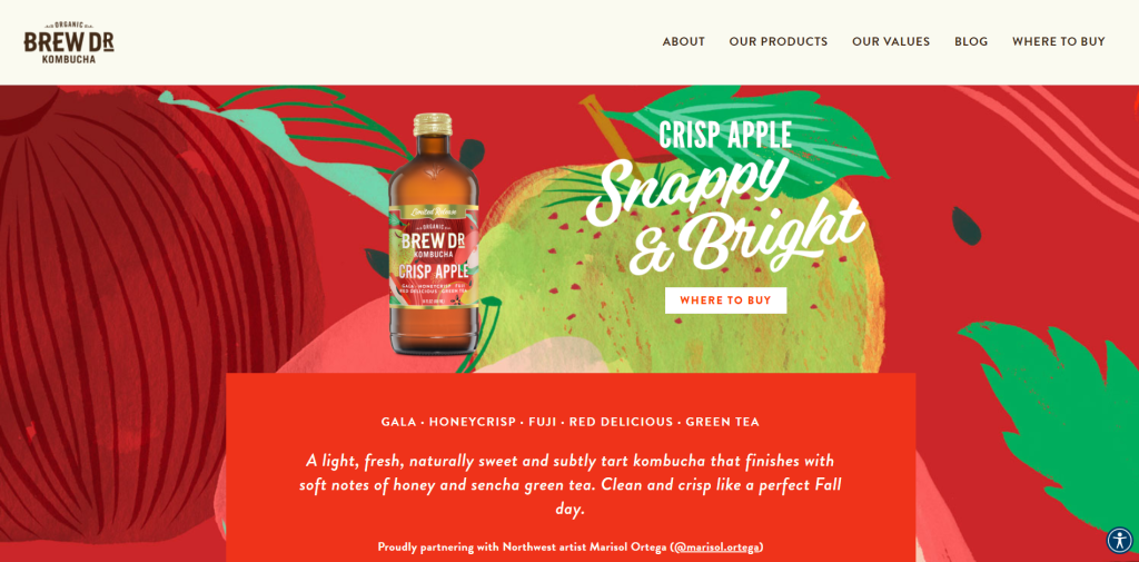 หน้าผลิตภัณฑ์ Brew Dr kombucha