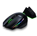 ماوس الألعاب اللاسلكي Razer Basilisk Ultimate Hyperspeed اللاسلكي مع قاعدة شحن: أسرع مفتاح للماوس للألعاب - مستشعر ضوئي 20K DPI - Chroma RGB - 11 زرًا قابلة للبرمجة - بطارية 100 ساعة - أسود كلاسيكي