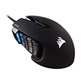 Corsair Scimitar RGB Elite ، ماوس ألعاب MOBA / MMO ، أسود ، إضاءة خلفية RGB LED ، 18000 نقطة في البوصة ، بصري