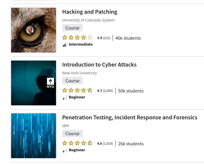Cursos de hacking ético de Coursera