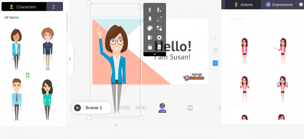 تعديل العناصر في animaker