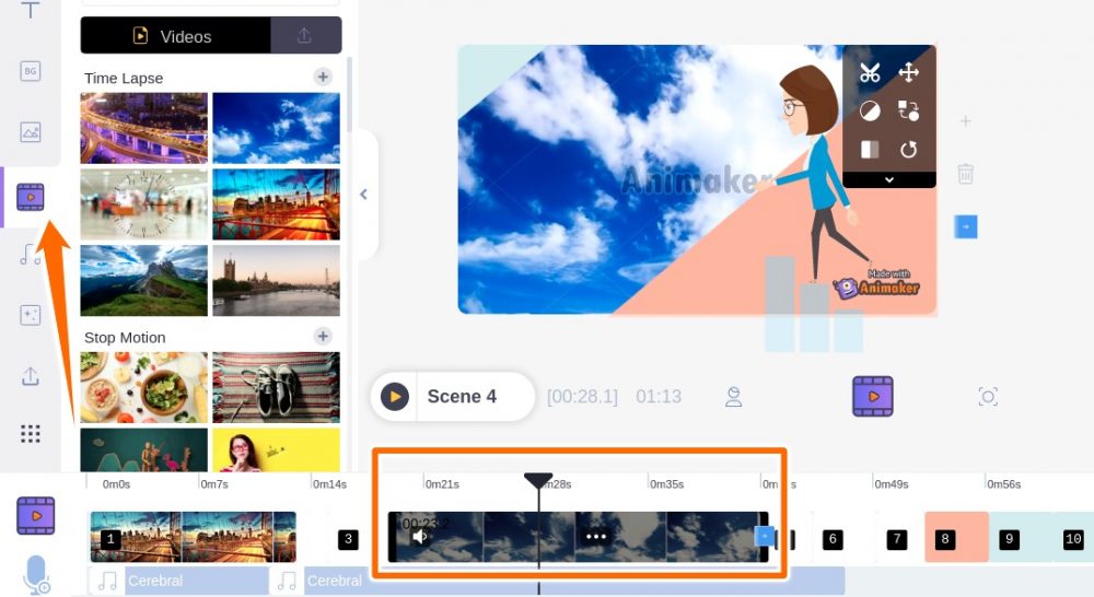 إضافة الفيديو في animaker