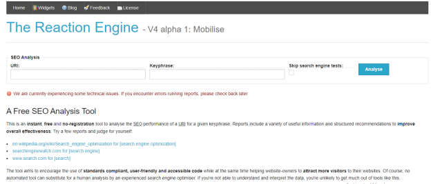 10 个免费的最佳网站评分工具 7 the reaction engine