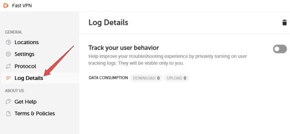 تفاصيل سجل fastvpn