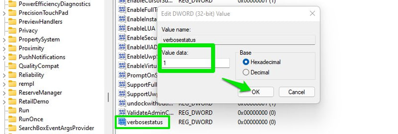 자세한 상태 메시지 활성화