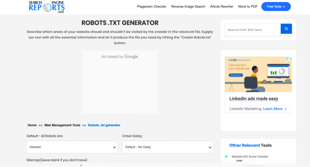 Melhores ferramentas gratuitas de geração de Robots.txt 9 Search Engine Reports