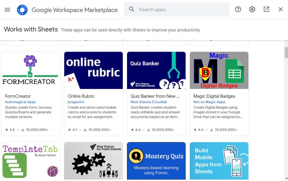 ส่วนเสริมของ Google ชีต