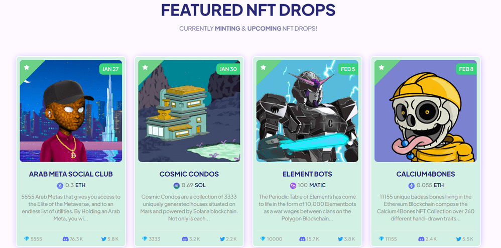 Kalendarz zrzutów NFT