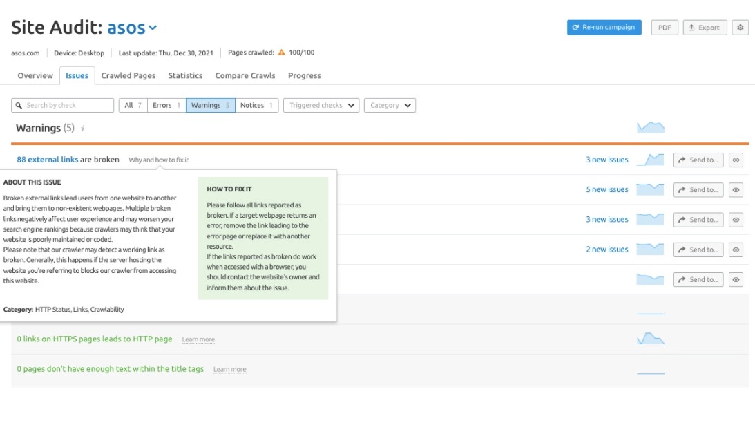 semrush site denetimi