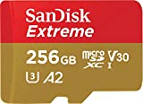 Carte mémoire SanDisk Extreme microSDXC UHS-I 256 Go avec adaptateur - Jusqu'à 160 Mo/s, C10, U3, V30, 4K, A2, Micro SD - SDSQXA1-256G-GN6MA