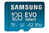 SAMSUNG EVO Select Carte mémoire micro SD + adaptateur, 128 Go microSDXC 130 Mo/s Full HD & 4K UHD, UHS-I, U3, A2, V30, stockage étendu pour smartphones Android, tablettes, Nintendo-Switch (MB-ME128KA/AM )
