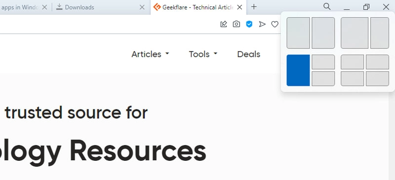 Функция макетов Windows 11 Snap